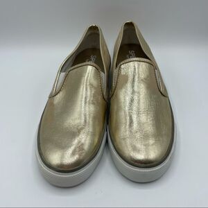 Sperry Seaside Metallic Gold Slip On Sneakers